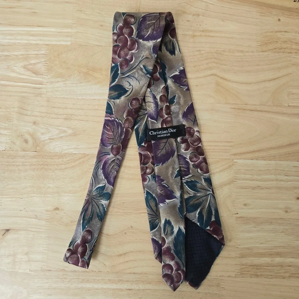 VTG Christian Dior 100% Silk Made in Italy Tie 57" Floral 1990s MADE IN‎ Italy - Picture 3 of 8